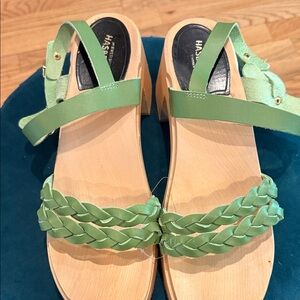 Swedish Hasbeens Lime Braided Women's Sandals